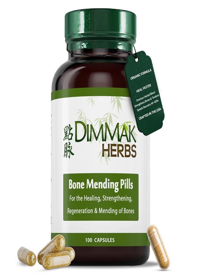 Dimmak Herbs Bone Mending Pills- Rapid Fracture & Broken Bone Healing Supplement- Advanced TCM Formula with Drynaria- Stress Fracture & Osteoblast Support- Organic, Vegan- 500mg 100 Capsules - Image 1